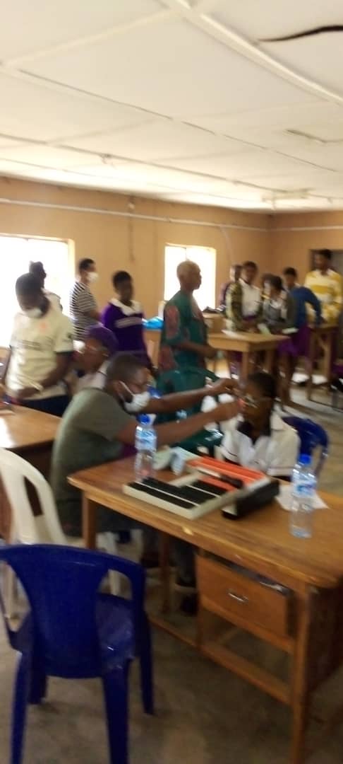 Student getting fitted for glasses 1